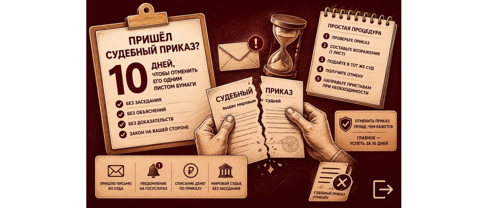 Юрист Арзуманов Армен Валерьевич объясняет: Судебный приказ уже у вас: что сделать в первые 10 дней