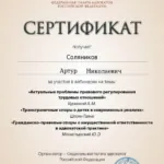 Сертификат - Соляников Артур Николаевич