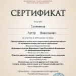 Сертификат 8 - Соляников Артур Николаевич