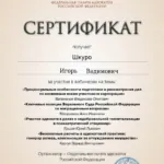 Сертификат - Шкуро Игорь Вадимович