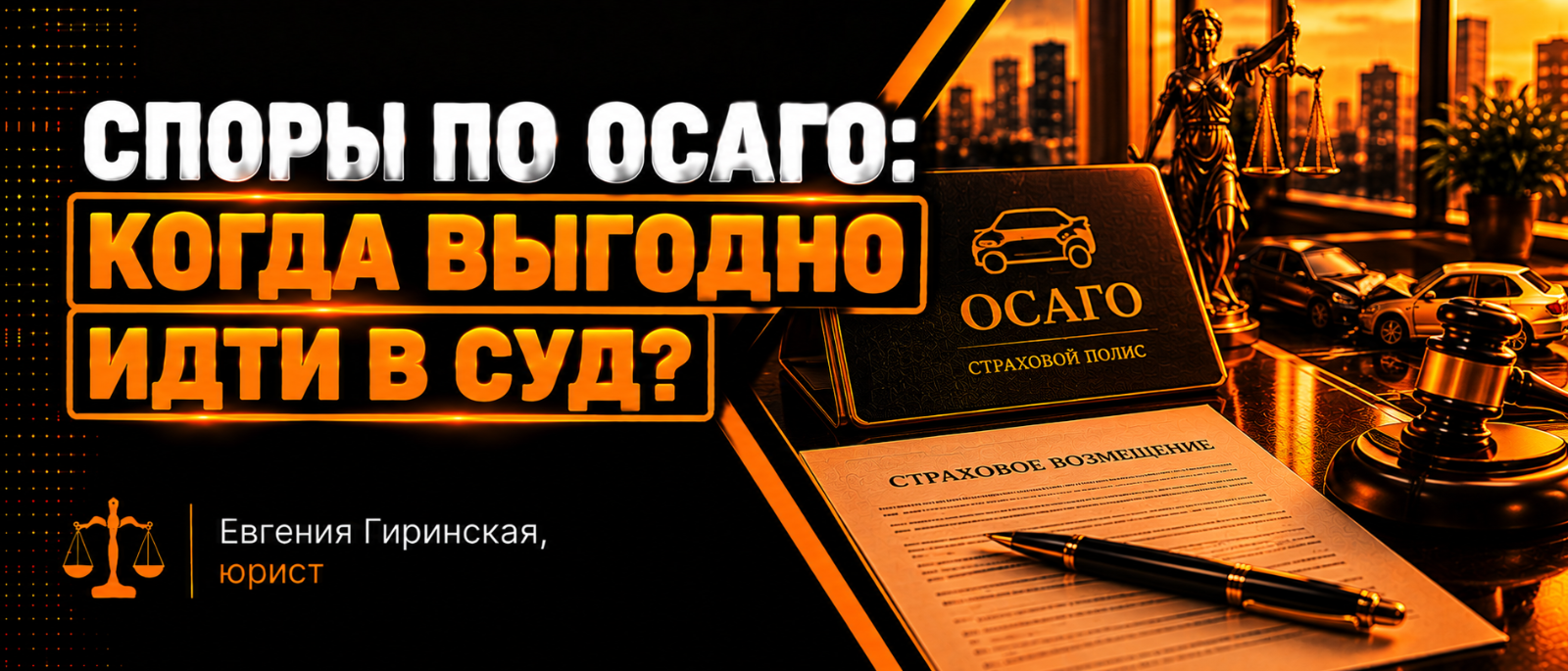 Юрист Гиринская Евгения Александровна объясняет: Споры по ОСАГО: когда выгодно идти в суд