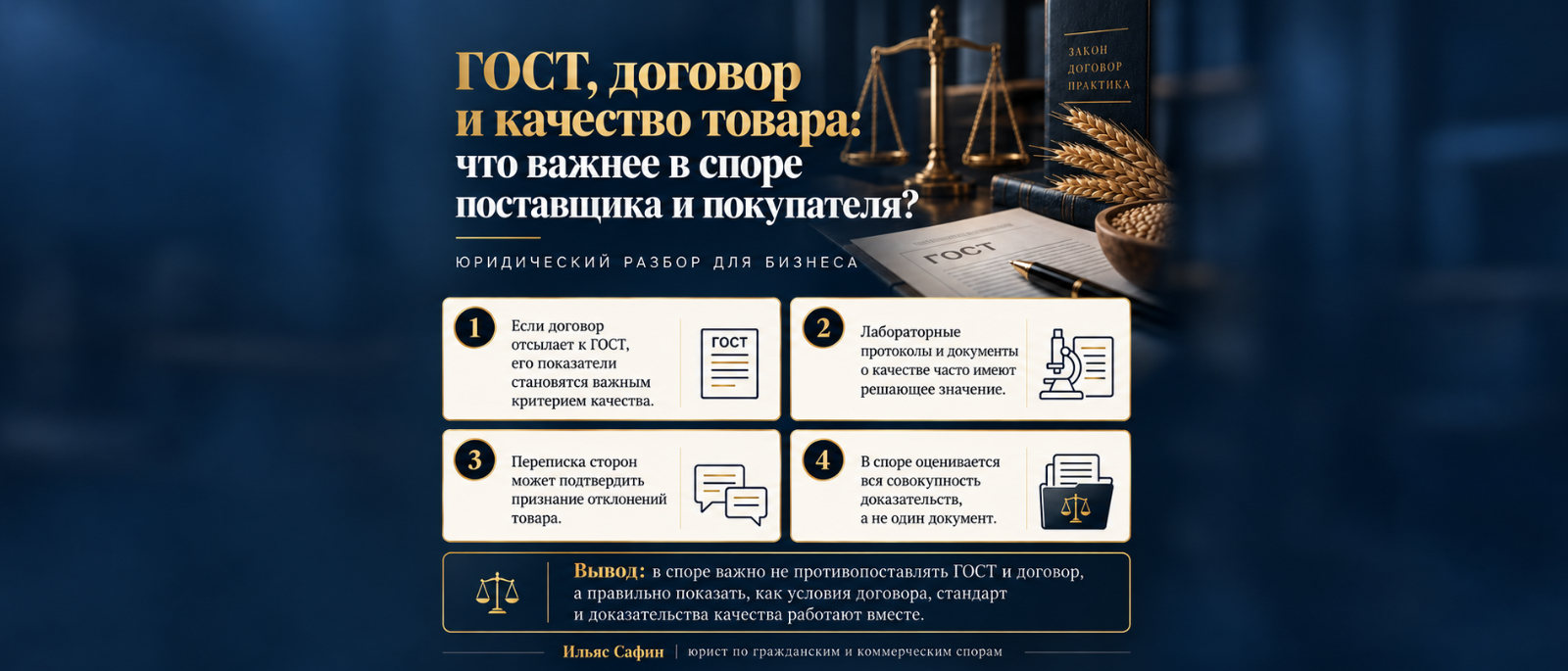Юрист Сафин Ильяс Вадимович объясняет: Гост, договор и качество товара