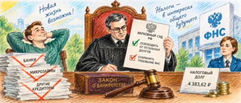 Верховный Суд списал долги гражданина, но оставил 4 383 ₽ перед ФНС. Почему