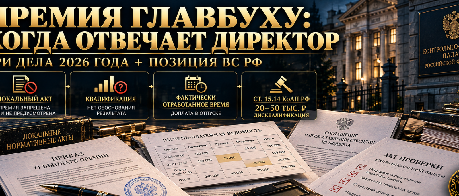 Адвокат Владимиров Вячеслав Викторович объясняет: Выплаты главбуху могут повлечь ответственность руководителя по ст. 15.14 КоАП РФ