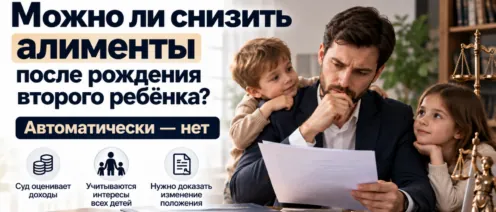 Можно ли снизить алименты после рождения второго ребёнка
